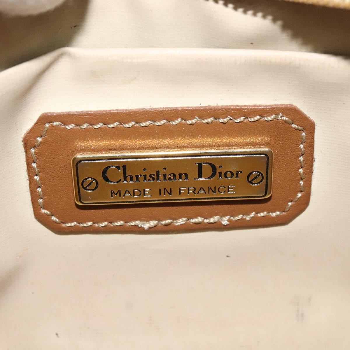 Christian Dior Vintage Honeycomb Zip Pouch Canvas and Leather, BROWN, CANVAS, Clutche & pouche