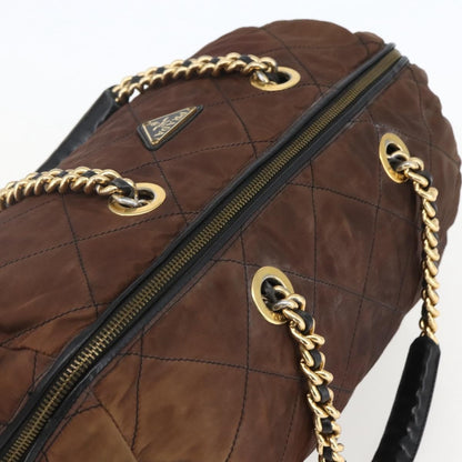 Prada Vintage Chain Handbag Tessuto, BROWN, NYLON, Handbag