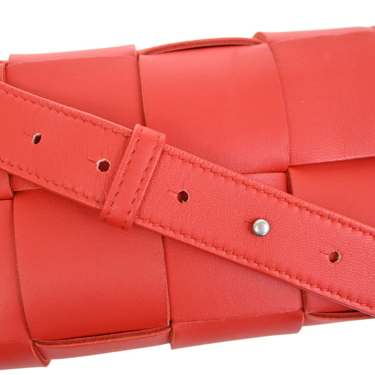 Bottega Veneta Cassette Belt Bag Maxi Intrecciato Leather, Red, Leather, Clutch