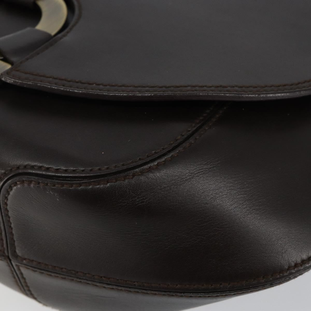 Salvatore Ferragamo Gancini handbag Leather, BLACK, LEATHER, Handbag