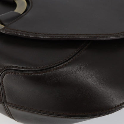 Salvatore Ferragamo Gancini handbag Leather, BLACK, LEATHER, Handbag