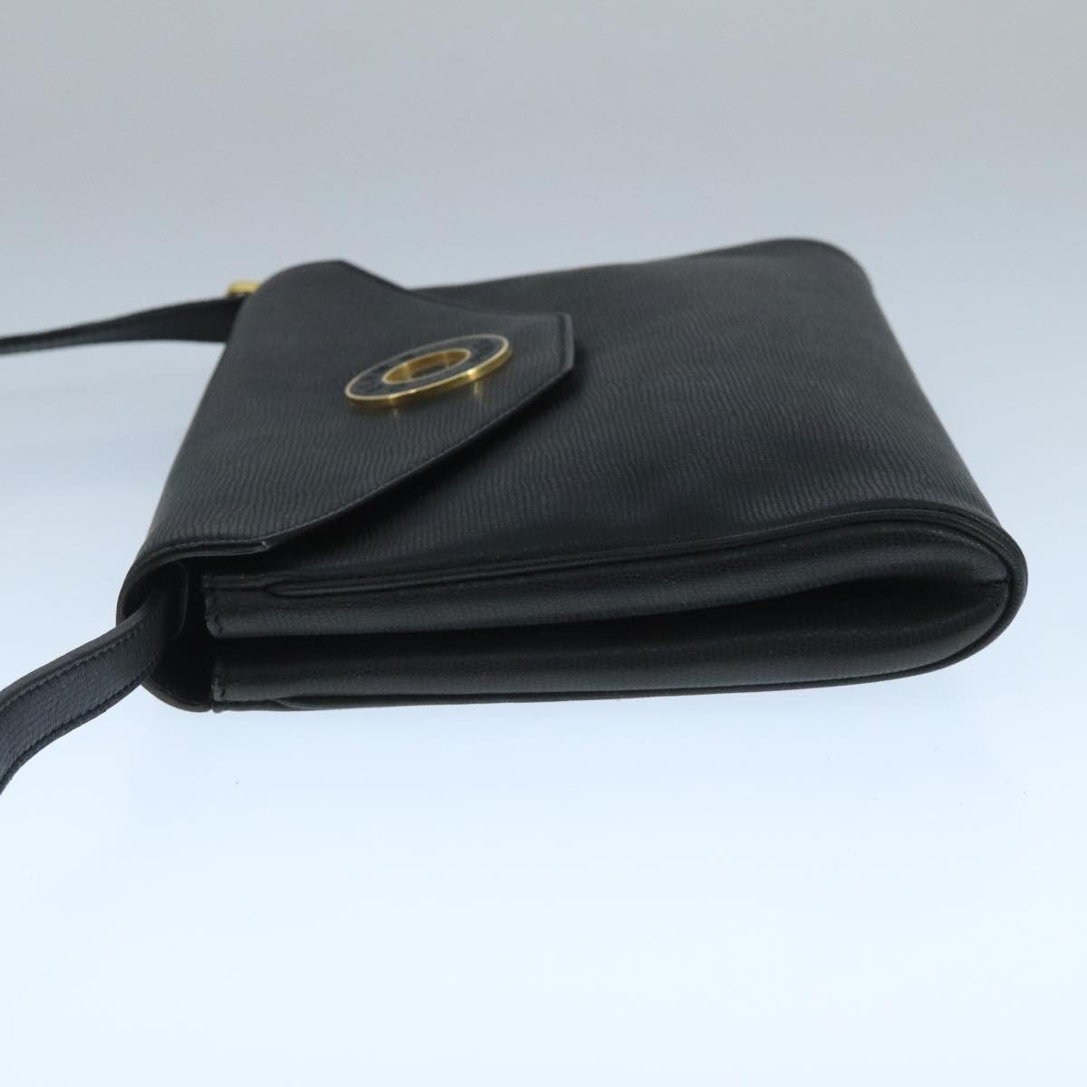 Celine Vintage Circle Logo Crossbody Bag Leather, BLACK, LEATHER, Crossbody bag