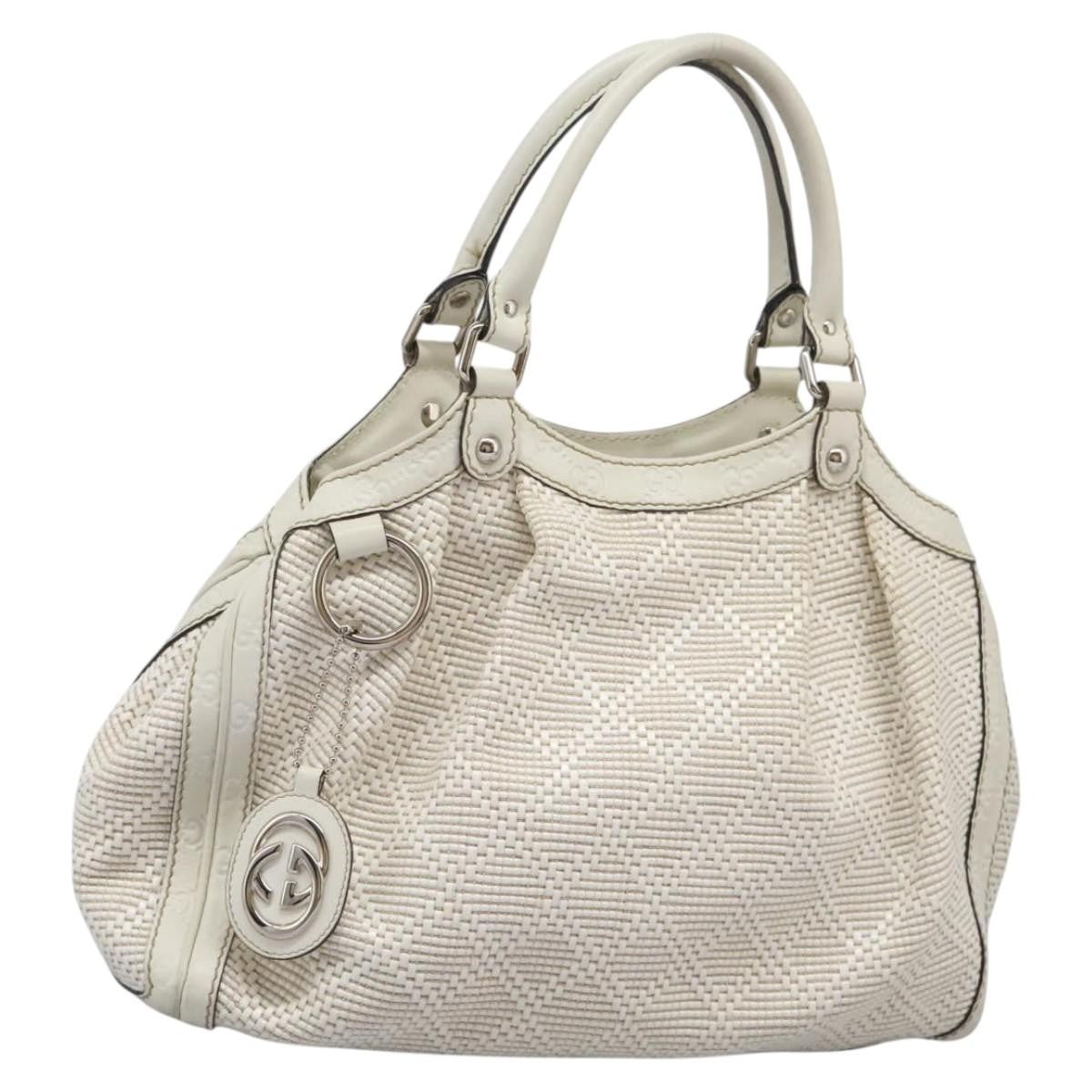 Gucci Sukey Tote Diamante Woven Raffia, SILVER, WOOD, Handbag