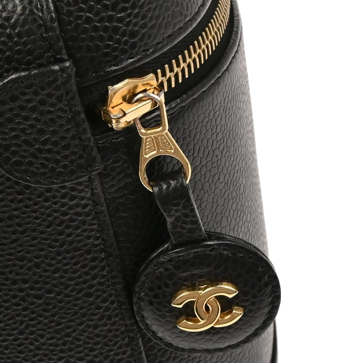 Chanel Vintage Timeless Cosmetic Case Caviar, BLACK, LEATHER, Handbag