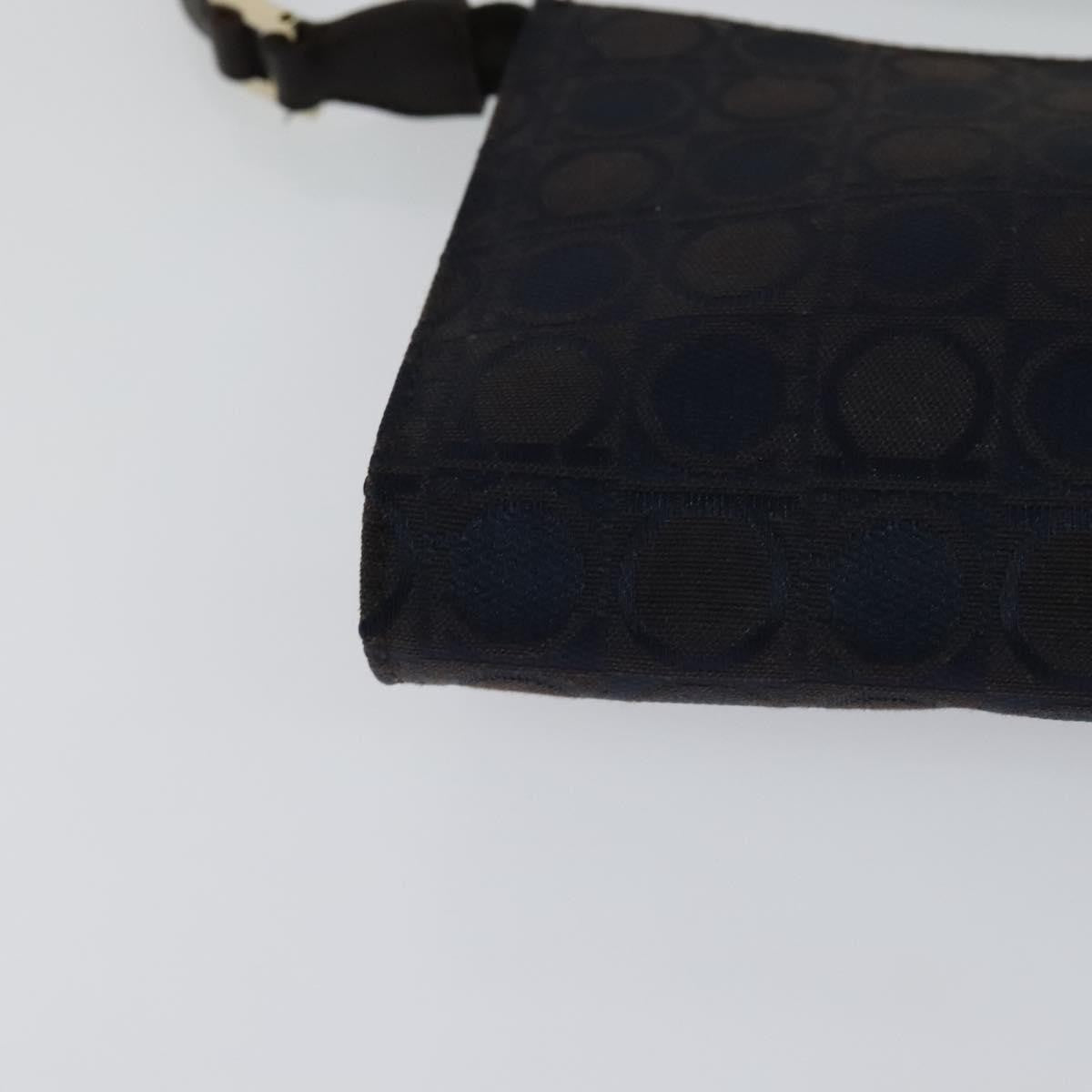 Salvatore Ferragamo Gancini handbag Canvas, NAVY, CANVAS, Handbag