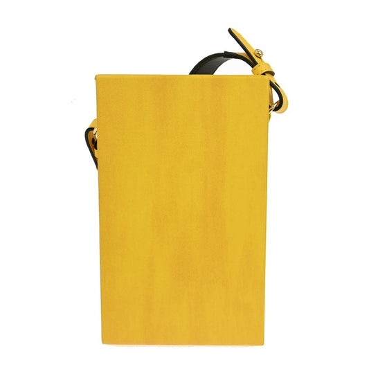 Fendi Logo Vertical Box Crossbody Bag Leather, YELLOW, LEATHER, Shoulder bag