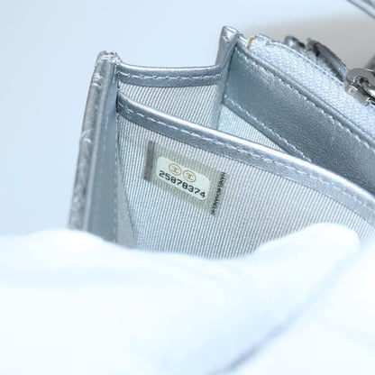 Chanel L-Flap Wallet Chevron Patent, SILVER, PATENT_LEATHER, Wallets