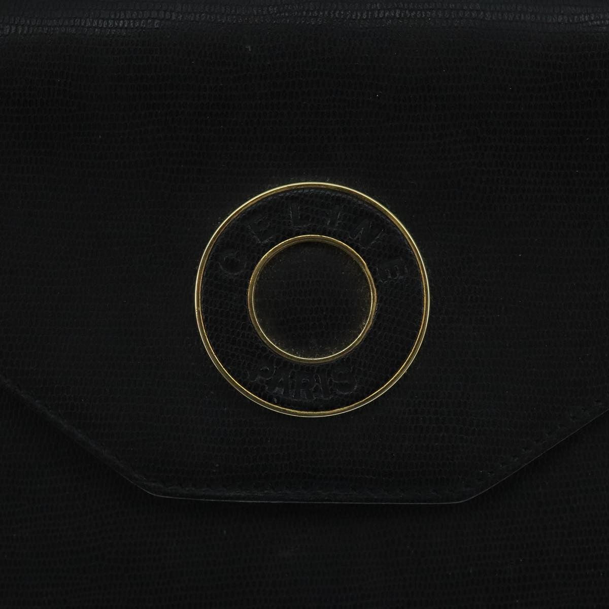 Celine Vintage Circle Logo Crossbody Bag Leather, BLACK, LEATHER, Crossbody bag