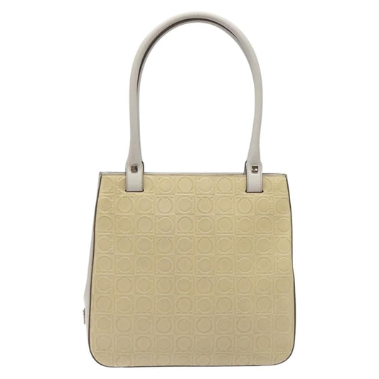 Salvatore Ferragamo Gancini Shoulder Bag Leather, BEIGE, LEATHER, Shoulder bag