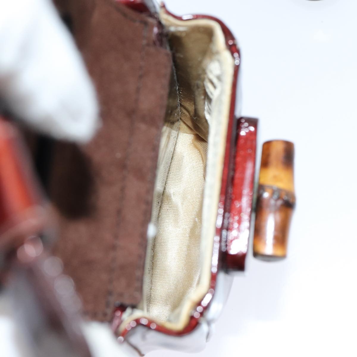 Gucci Vintage Bamboo Backpack Patent, BROWN, PATENT_LEATHER, Backpack