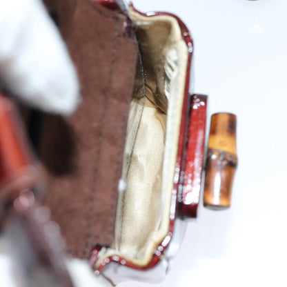 Gucci Vintage Bamboo Backpack Patent, BROWN, PATENT_LEATHER, Backpack
