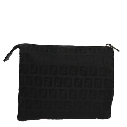 Fendi FF Logo Pouch Canvas, BLACK, CANVAS, Clutche & pouche