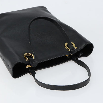 Salvatore Ferragamo Gancini handbag Leather, BLACK, LEATHER, Handbag