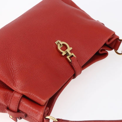 Salvatore Ferragamo Gancini Shoulder Bag Leather, RED, LEATHER, Shoulder bag