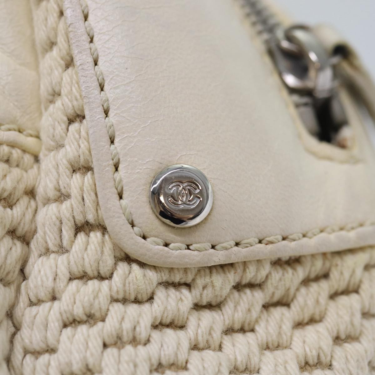 Chanel Zip Shoulder Bag Canvas, BEIGE, CANVAS, Shoulder bag