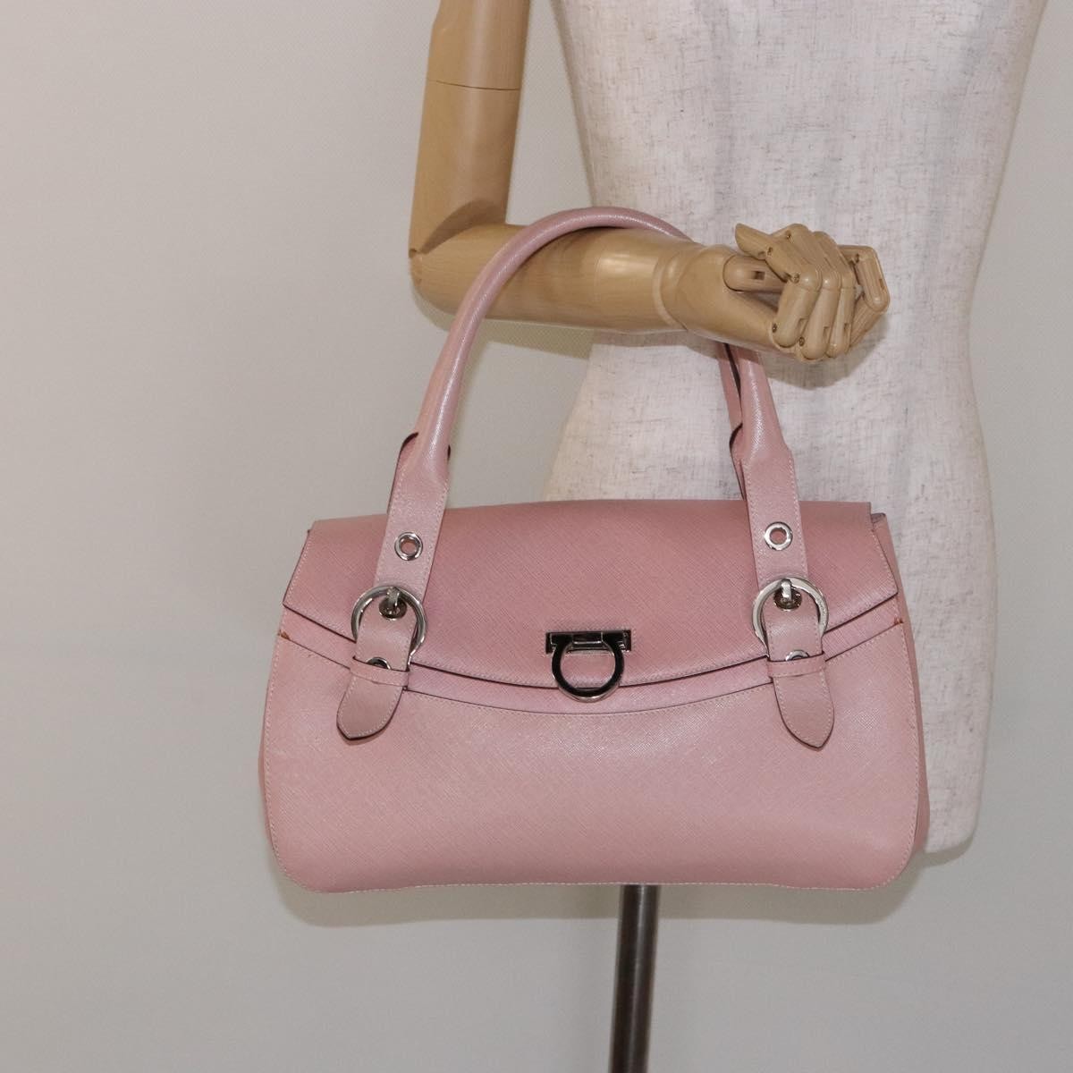 Salvatore Ferragamo Gancini handbag Leather, PINK, LEATHER, Handbag