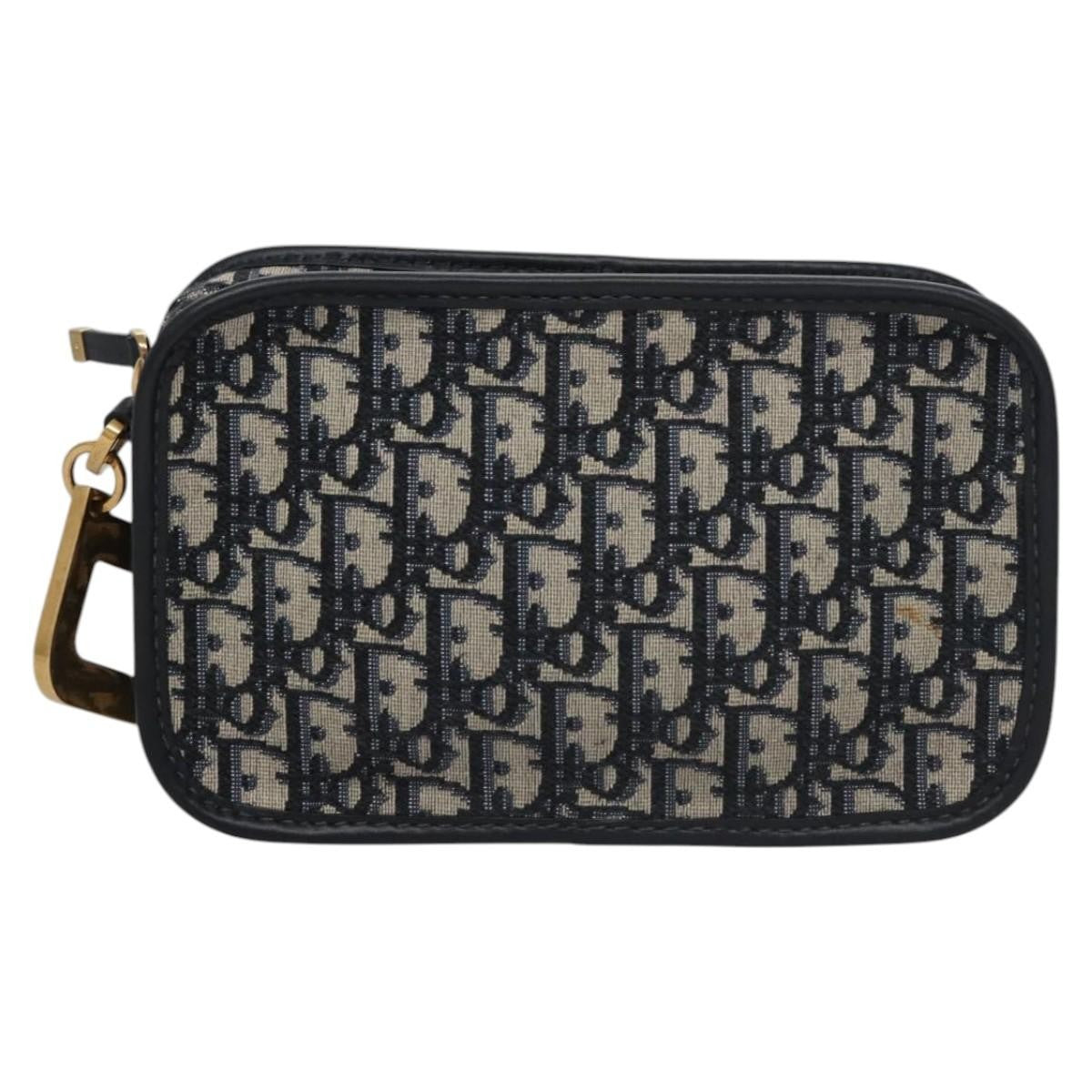 Christian Dior Diorquake Clutch Oblique Canvas, NAVY, CANVAS, Clutche & pouche