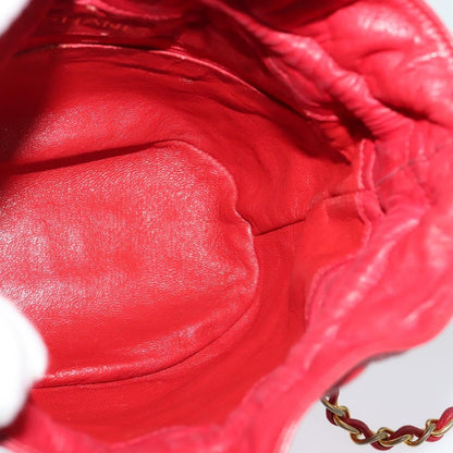 Chanel Vintage Drawstring Bucket Bag Quilted Satin, RED, SATIN, Shoulder bag