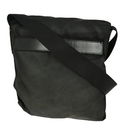 Prada Buckle Messenger Bag Tessuto, BLACK, NYLON, Shoulder bag