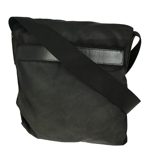 Prada Buckle Messenger Bag Tessuto, BLACK, NYLON, Shoulder bag