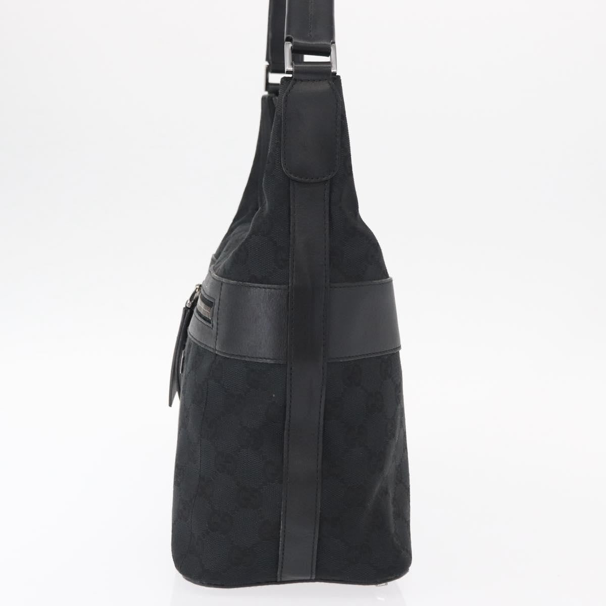 Gucci Vintage Shoulder Bag GG Canvas and Leather, BLACK, CANVAS, Shoulder bag