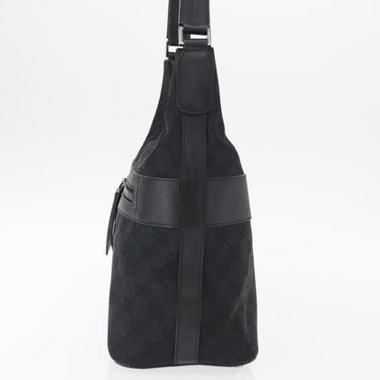 Gucci Vintage Shoulder Bag GG Canvas and Leather, BLACK, CANVAS, Shoulder bag