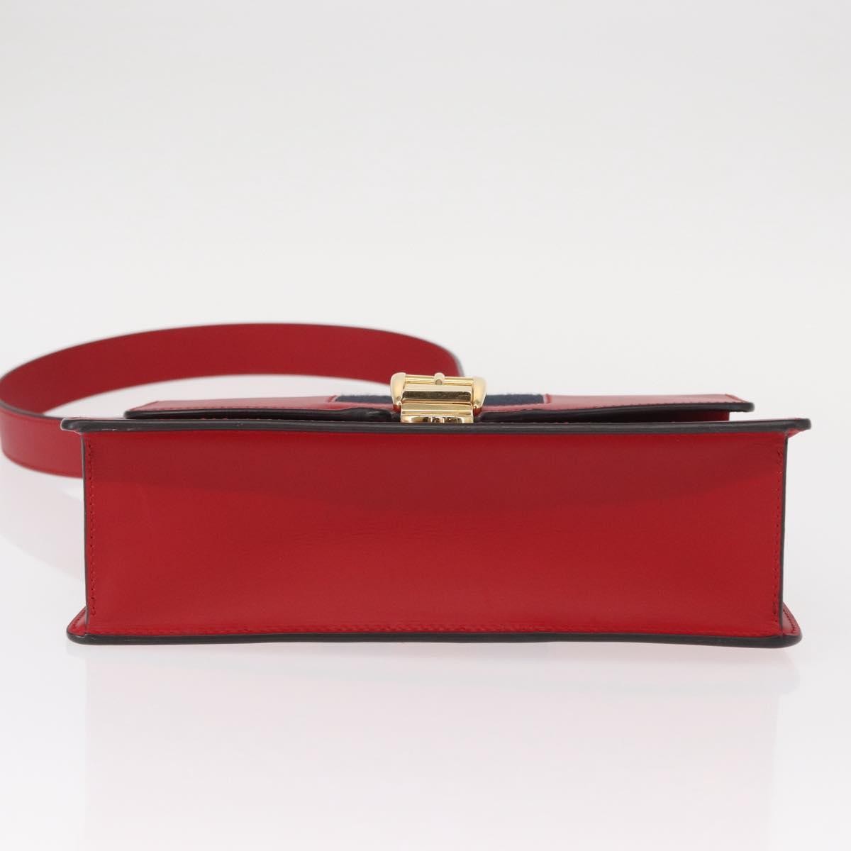 Gucci Sylvie Shoulder Bag Leather, RED, LEATHER, Shoulder bag