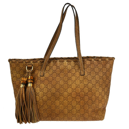 Gucci Bamboo Tassel Tote GG Canvas, BROWN, CANVAS, Tote bag
