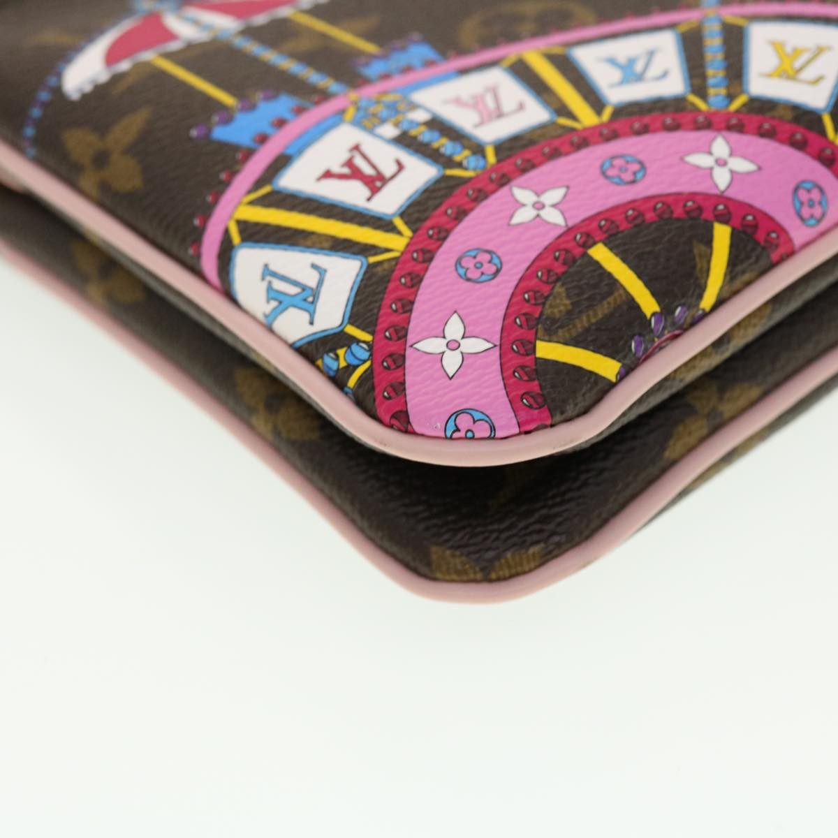 Louis Vuitton Double Zip Pochette Limited Edition Vivienne Xmas Monogram Canvas, BROWN, CANVAS, Clutche & pouche