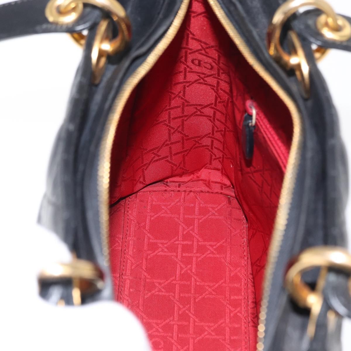 Christian Dior Lady Dior Bag Leather, BLACK, LEATHER, Handbag