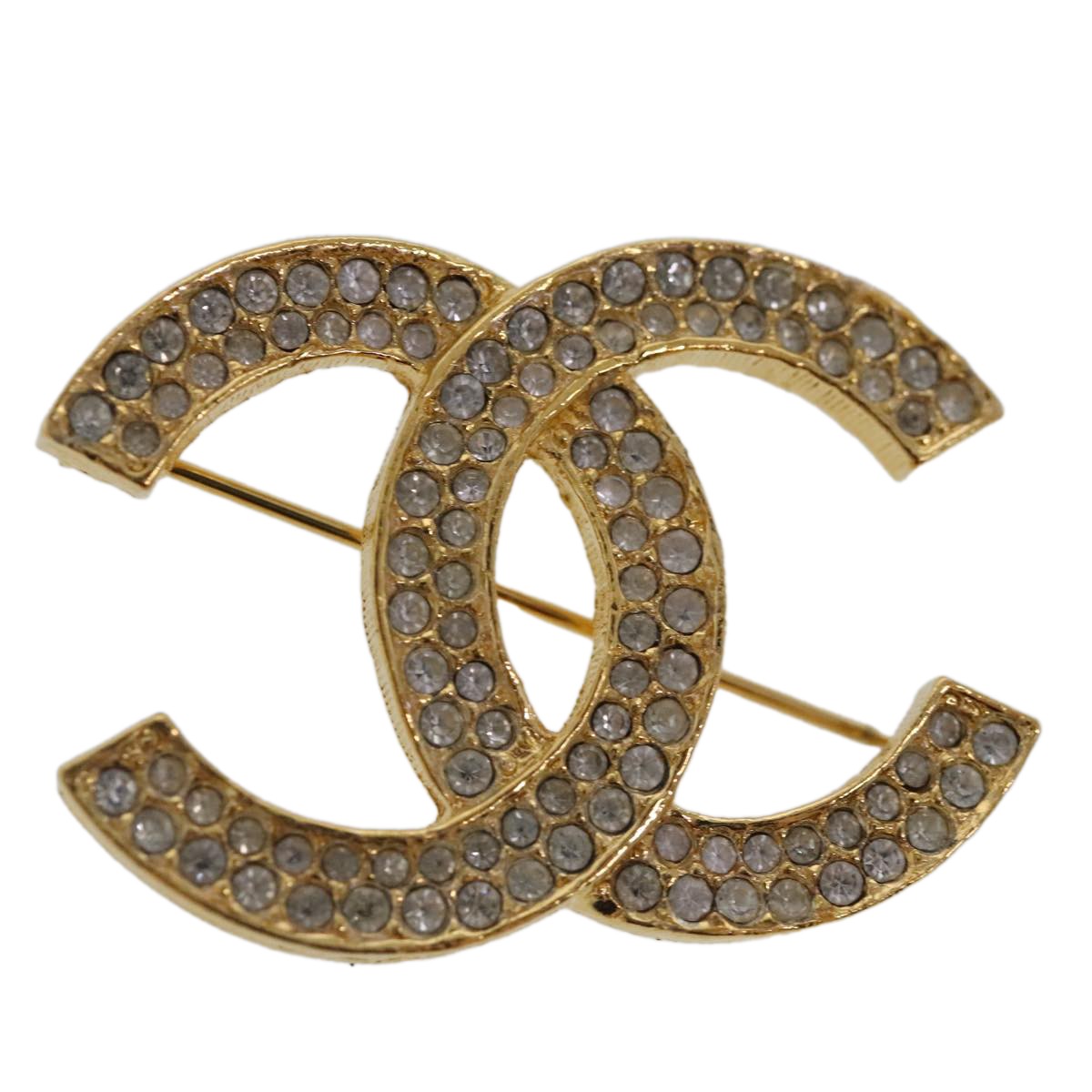 Chanel CC Brooch Metal with Crystals, GOLD, METAL, Brooch