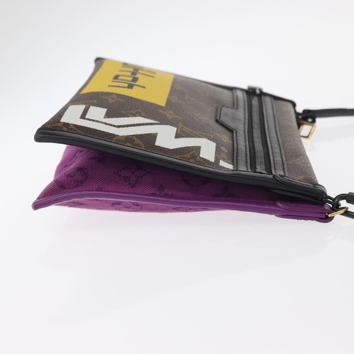 Louis Vuitton Double Flat Messenger Bag Limited Edition Logo Story Monogram Canvas and Denim, MULTICOLOUR, CANVAS, Shoulder bag