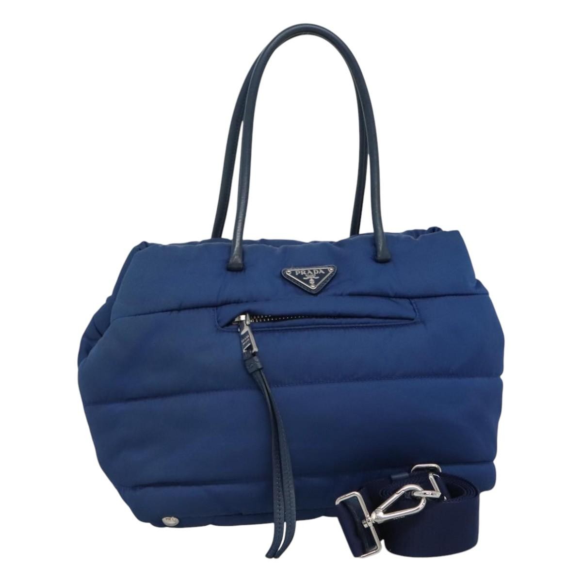 Prada Bomber Tote Tessuto, BLUE, NYLON, Tote bag