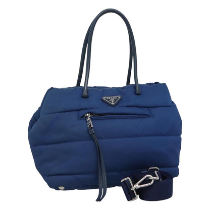 Prada Bomber Tote Tessuto, BLUE, NYLON, Tote bag