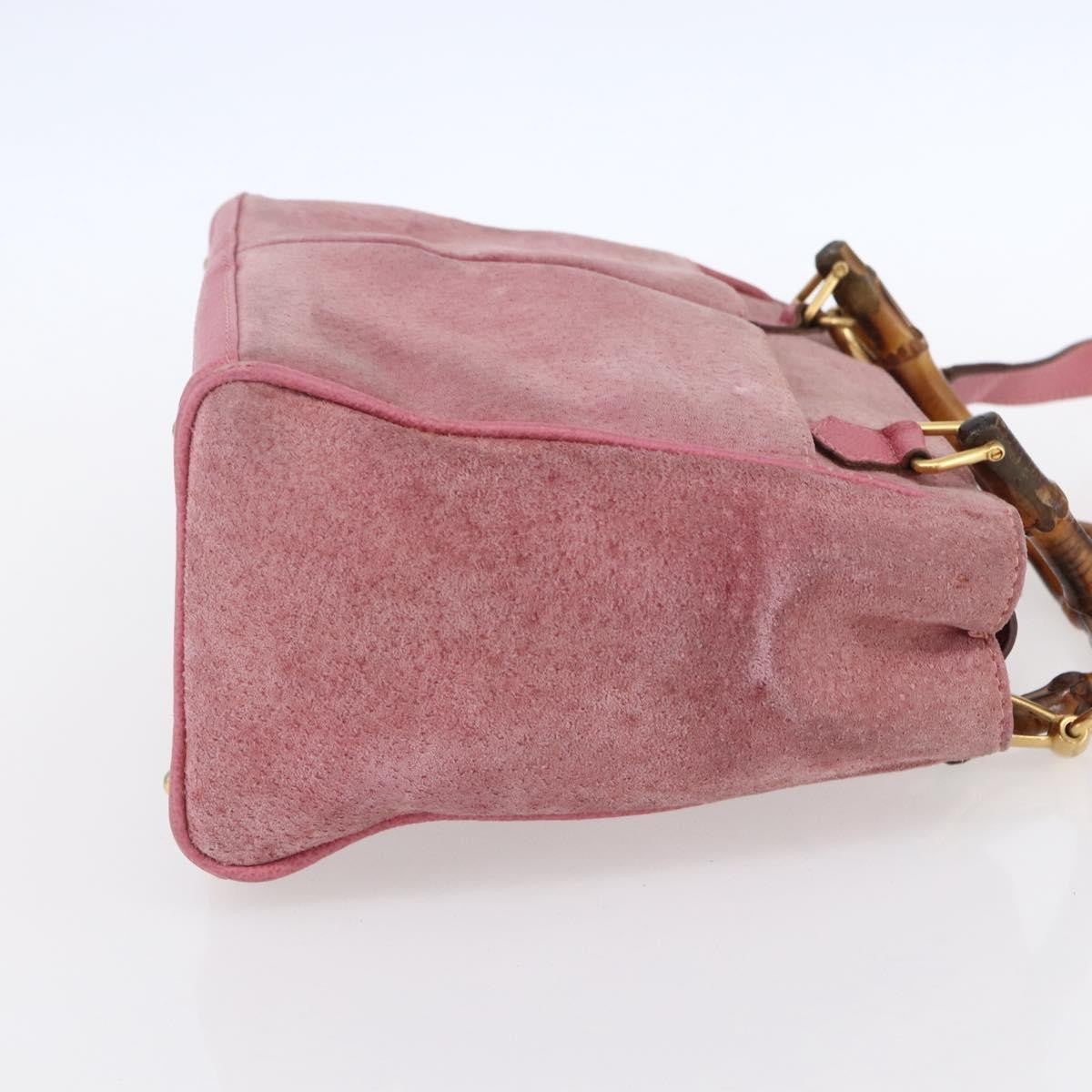 Gucci Vintage Bamboo Handle Bag Suede, PINK, SUEDE, Handbag