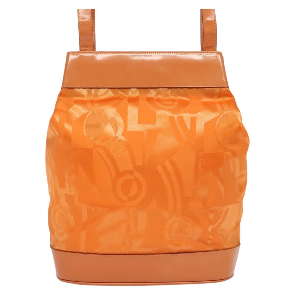 Salvatore Ferragamo Vintage Shoulder Bag Nylon, ORANGE, NYLON, Shoulder bag