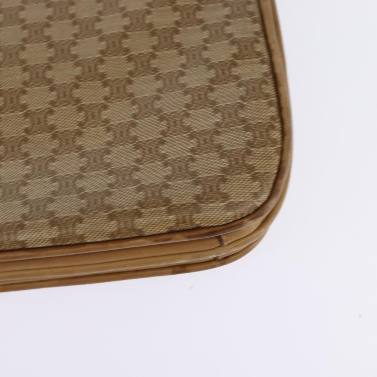 Celine Vintage Macadam Shoulder Bag Canvas and Leather, BEIGE, CANVAS, Shoulder bag