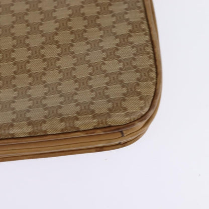 Celine Vintage Macadam Shoulder Bag Canvas and Leather, BEIGE, CANVAS, Shoulder bag