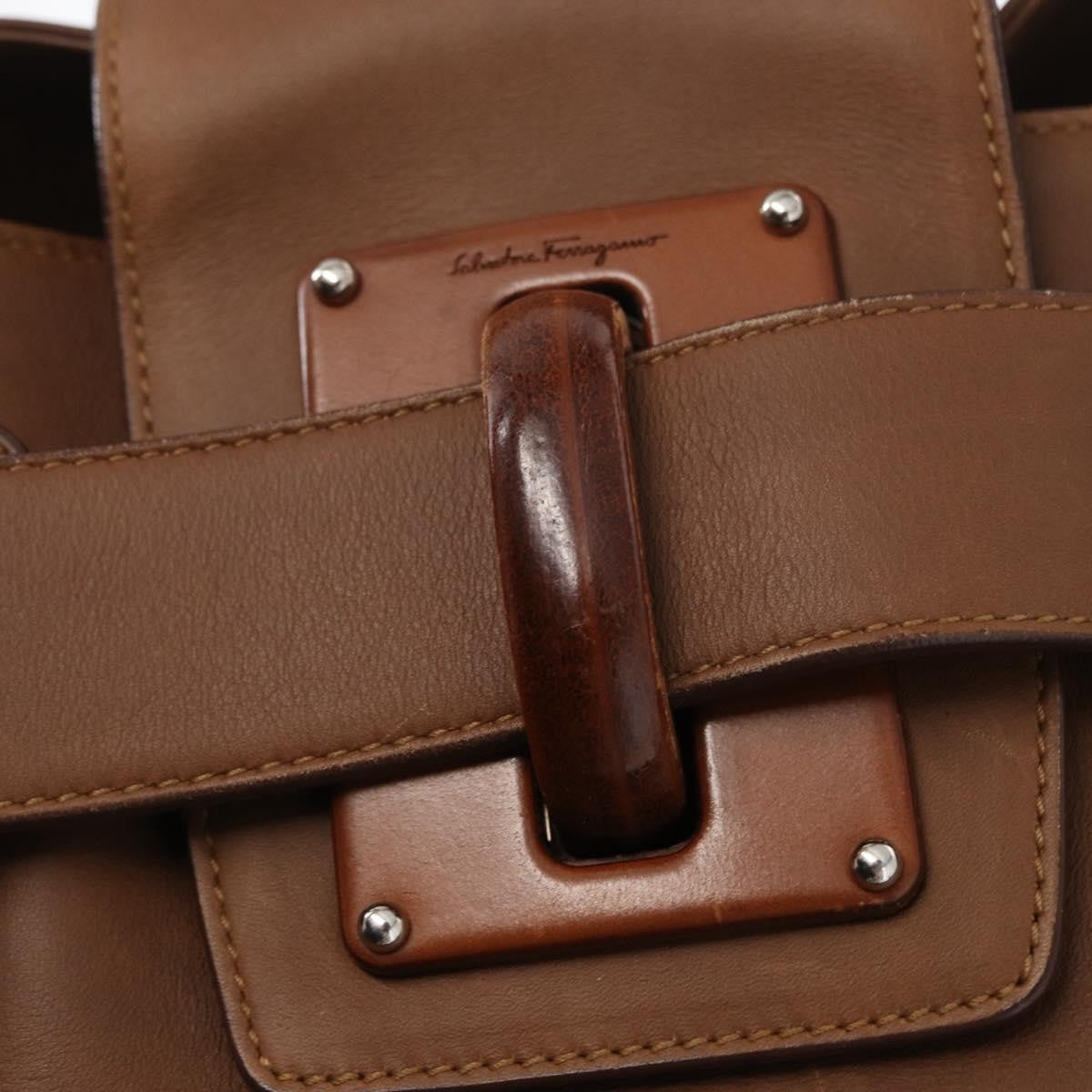 Salvatore Ferragamo Vintage Handbag Leather, BROWN, LEATHER, Handbag