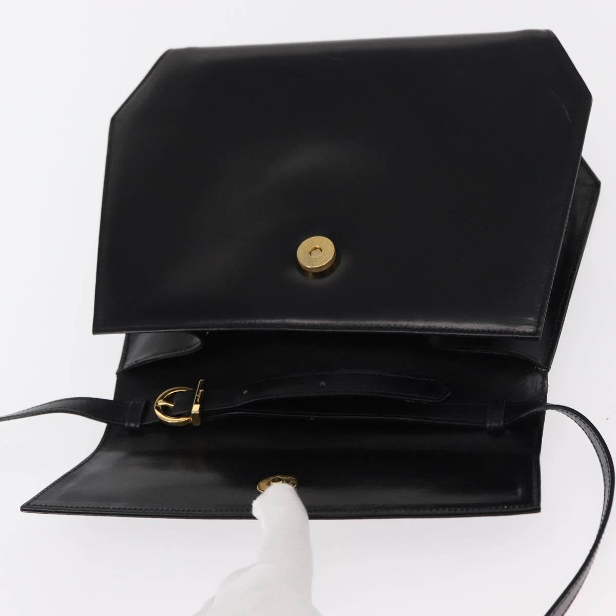 Salvatore Ferragamo Gancini Shoulder Bag Leather, BLACK, LEATHER, Shoulder bag