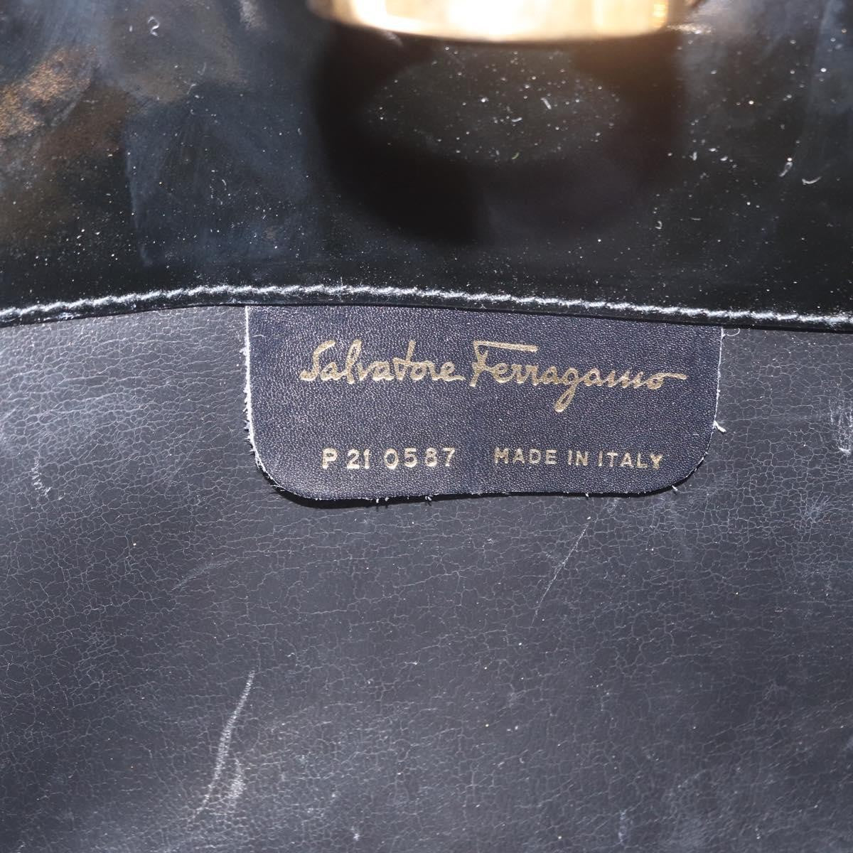 Salvatore Ferragamo Vintage Gancini Chain Shoulder Bag Patent Leather, BLACK, PATENT_LEATHER, Shoulder bag