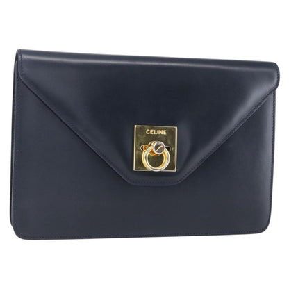 Celine Clutch Bag Leather, NAVY, LEATHER, Clutche & pouche