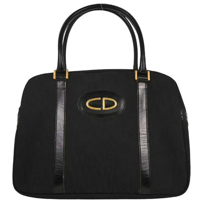 Christian Dior Vintage CD Trotter Handbag Canvas, BLACK, CANVAS, Handbag