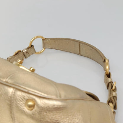 Prada Antic Pushlock Shoulder Bag Leather, GOLD, LEATHER, Shoulder bag