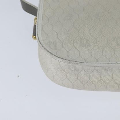 Christian Dior Vintage Honeycomb Flap Crossbody Bag Canvas and Leather, WHITE, CANVAS, Shoulder bag