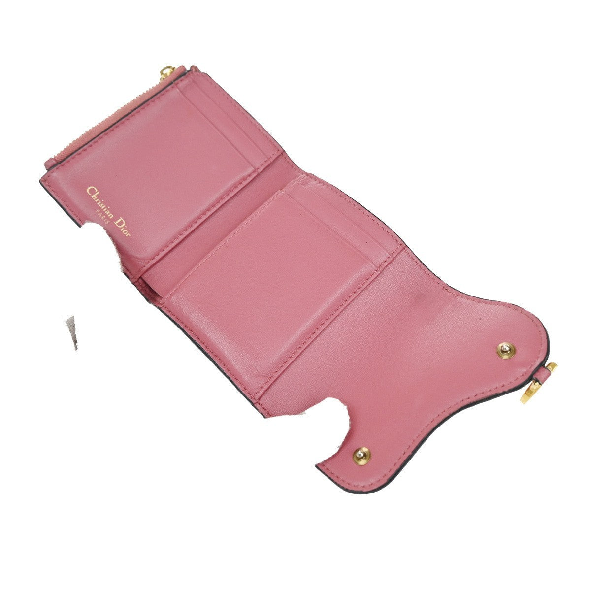 Christian Dior Saddle Trifold Flap Wallet Leather, PINK, LEATHER, Wallets