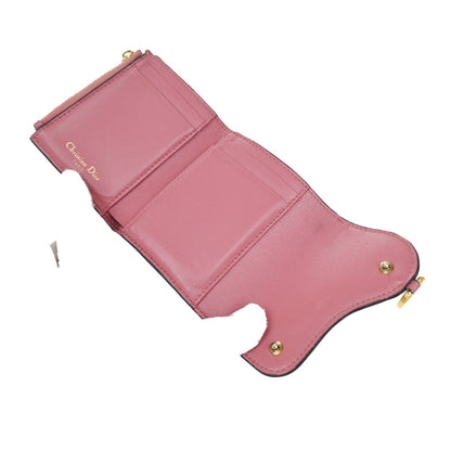 Christian Dior Saddle Trifold Flap Wallet Leather, PINK, LEATHER, Wallets
