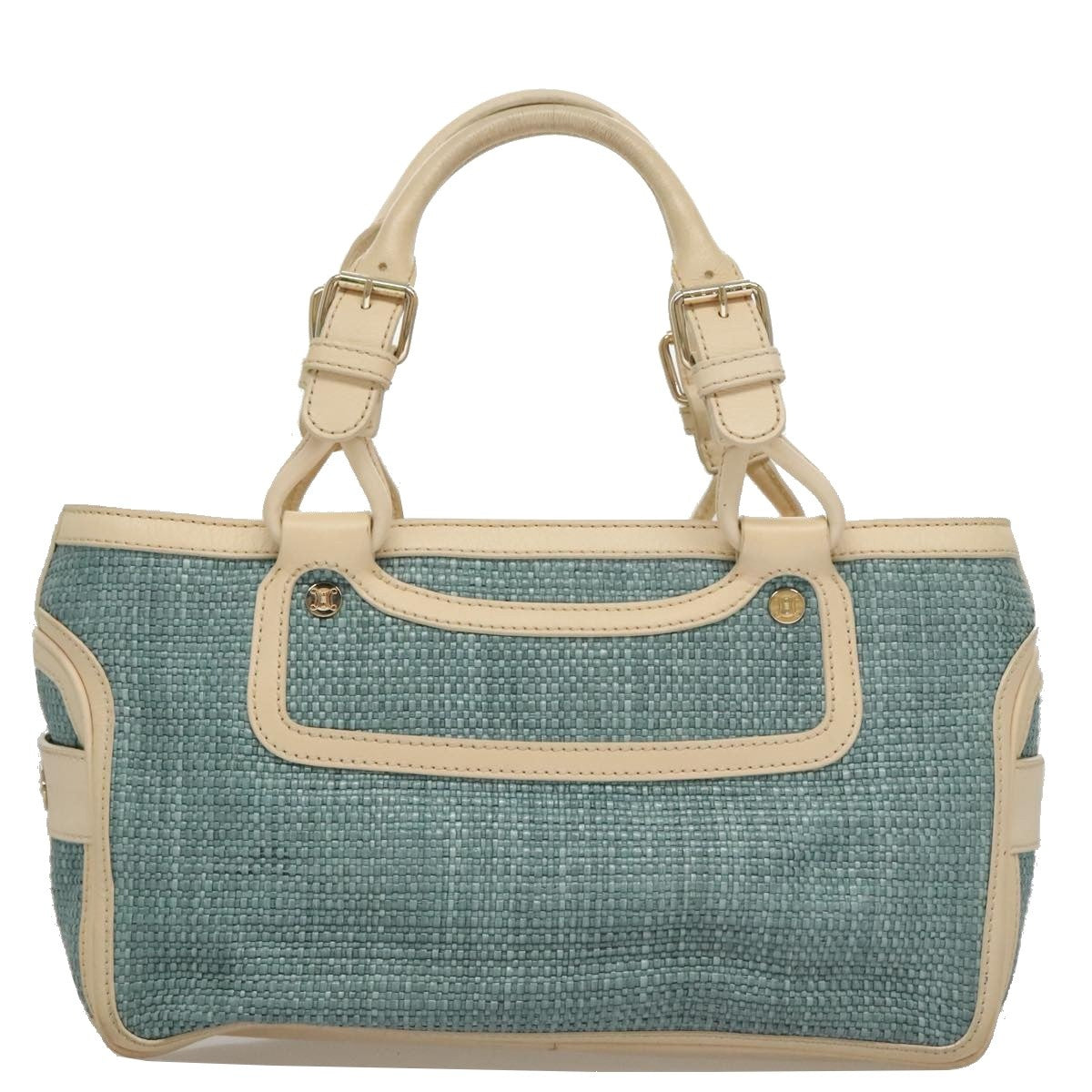 Celine Boogie Satchel Leather, BLUE, LEATHER, Handbag