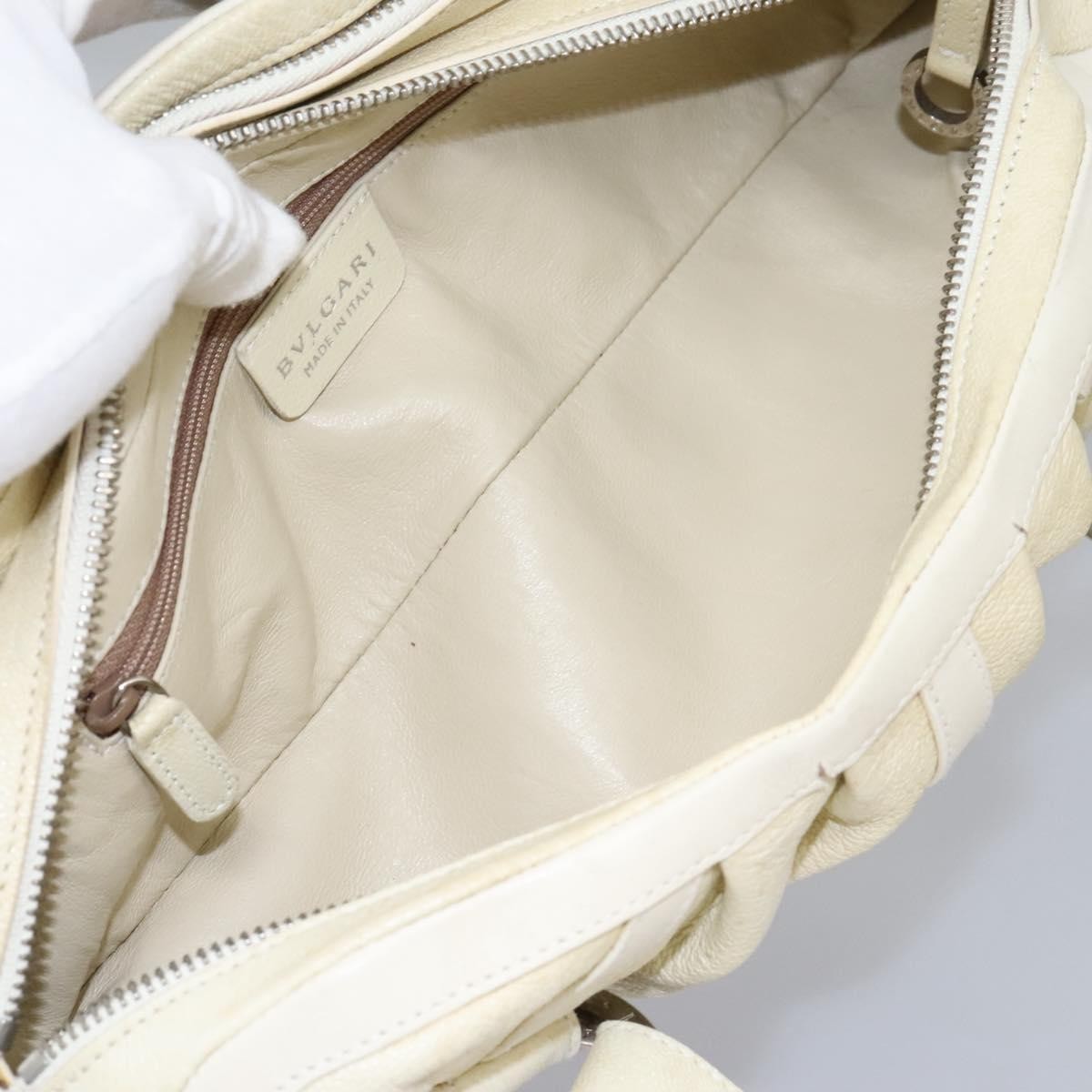 Bvlgari Chandra Top Handle Bag Leather, ECRU, LEATHER, Handbag