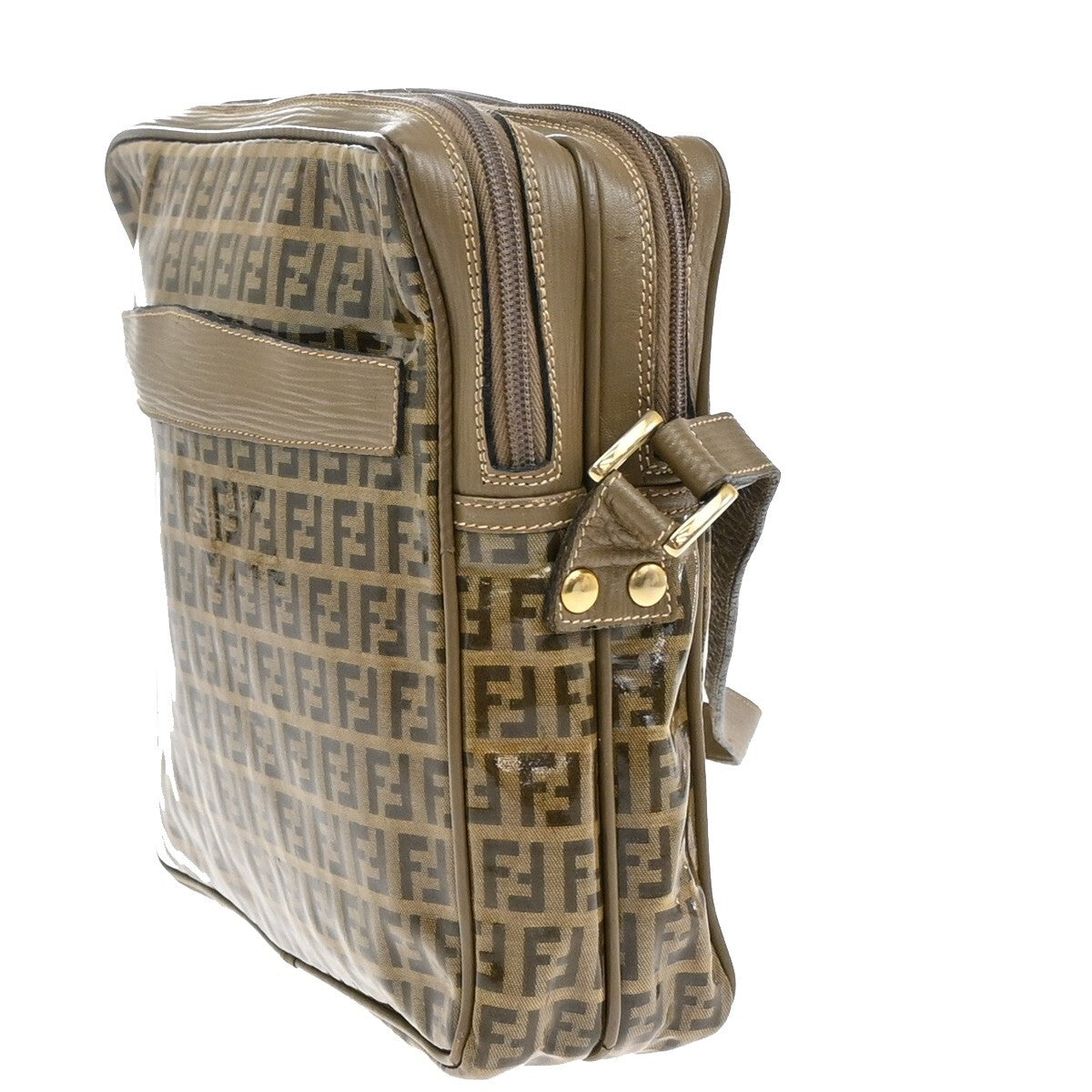 Fendi Camera Case Pattern Zucca, BROWN, CANVAS, Shoulder bag